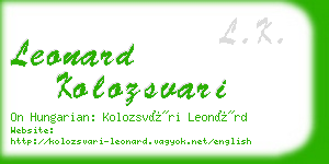 leonard kolozsvari business card